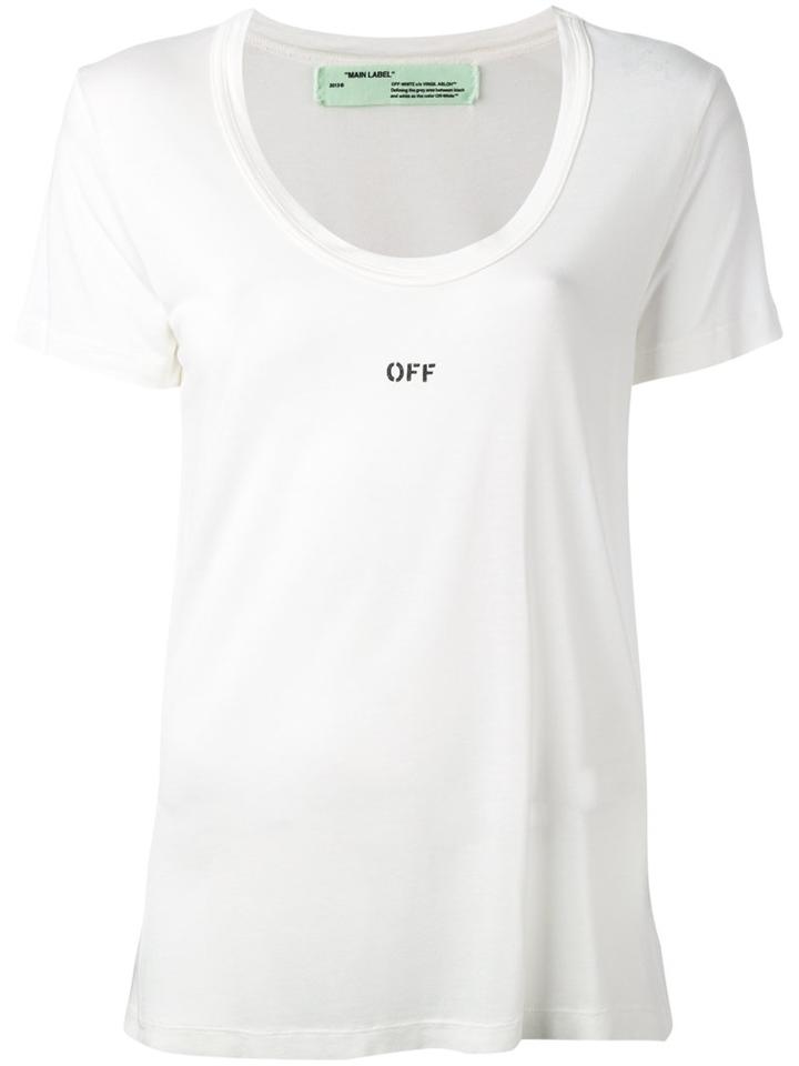 Off-white Scoop Neck T-shirt, Women's, Size: Large, White, Micromodal