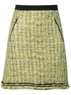 Karl Lagerfeld A-line Boucle Tweed Skirt - Yellow