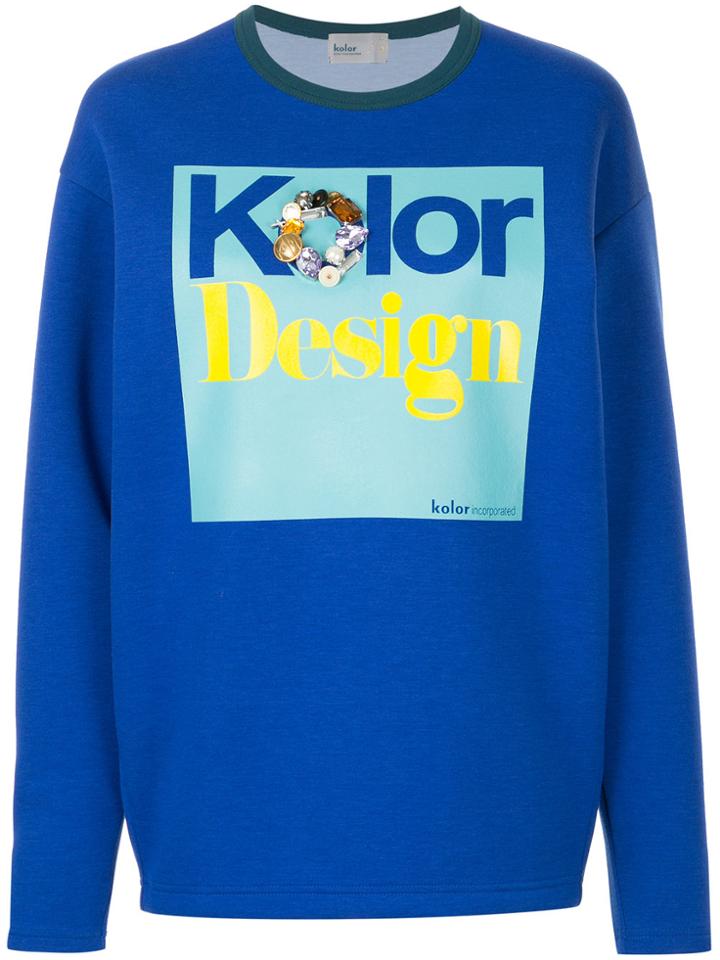 Kolor Embellished Print Sweatshirt - Blue