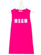 Msgm Kids Logo Print Dress - Pink & Purple
