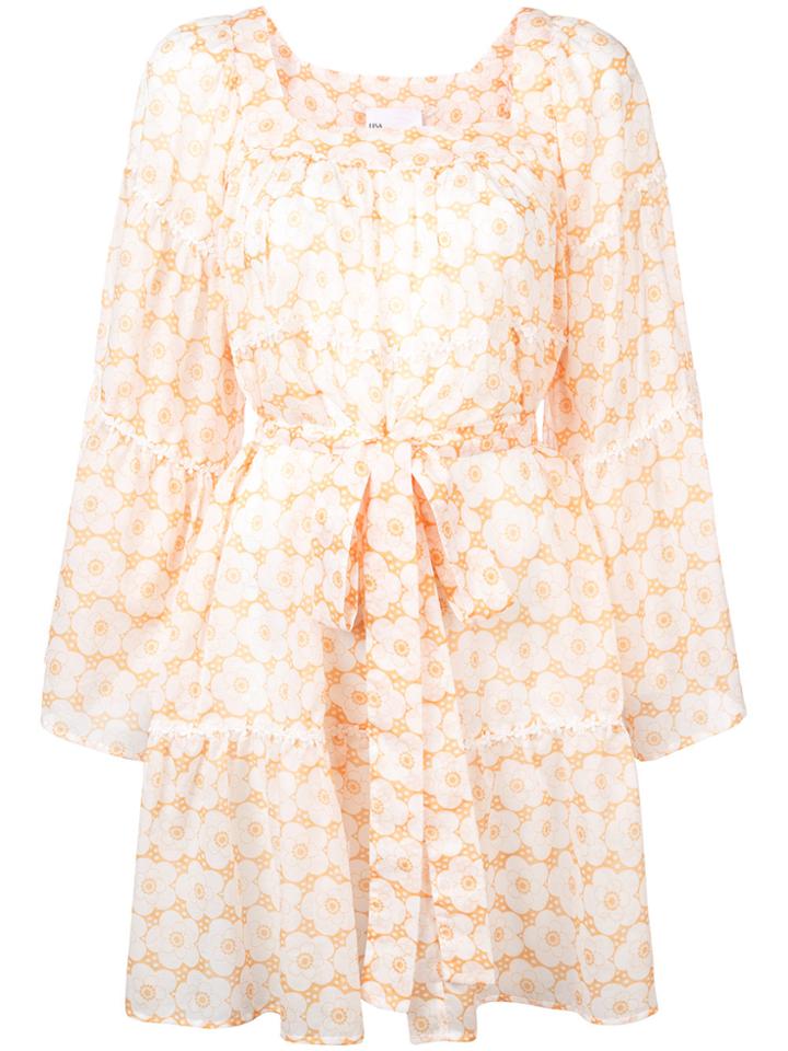 Lisa Marie Fernandez Floral Frilled Dress - Yellow & Orange