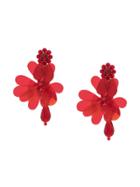 Simone Rocha Statement Floral Earrings - Red