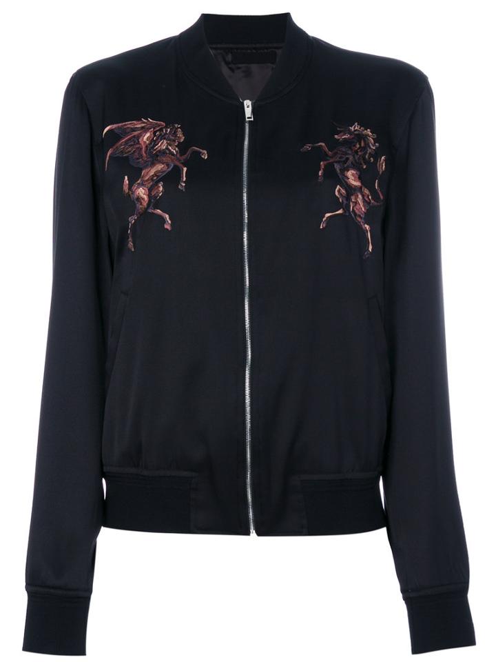 Alexander Mcqueen - Embroidered Bomber Jacket - Men - Silk/viscose - 46, Black, Silk/viscose