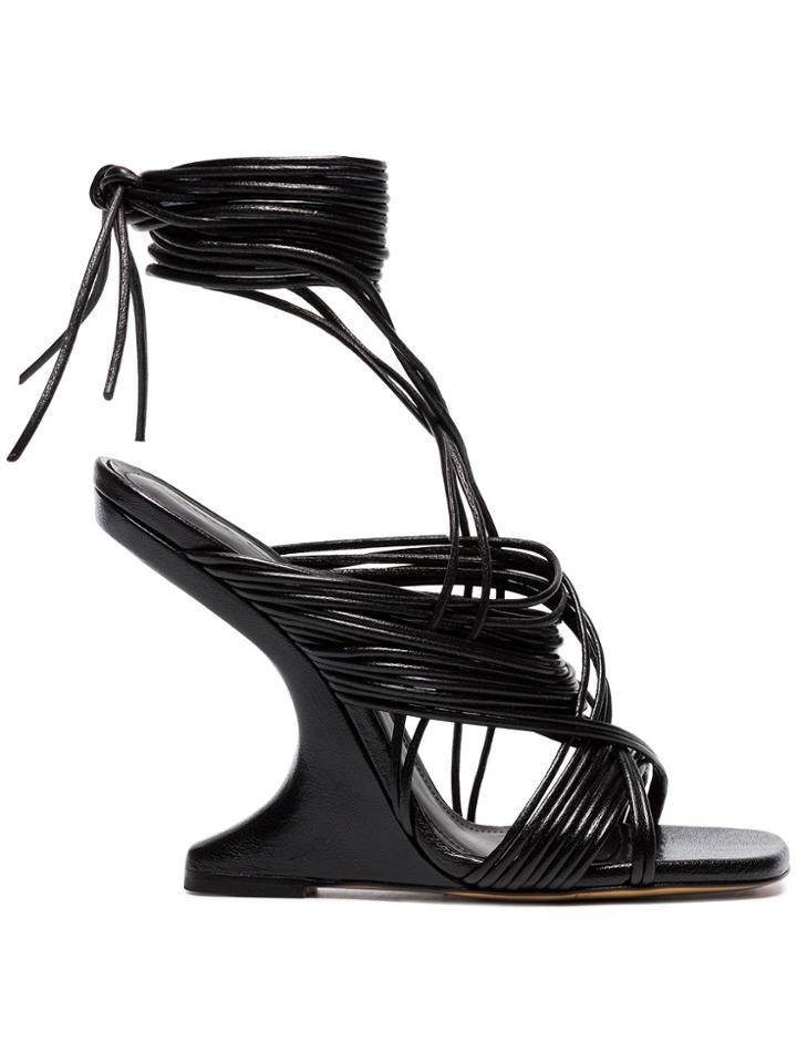Rick Owens Black Curved Heel 110 Leather Sandals