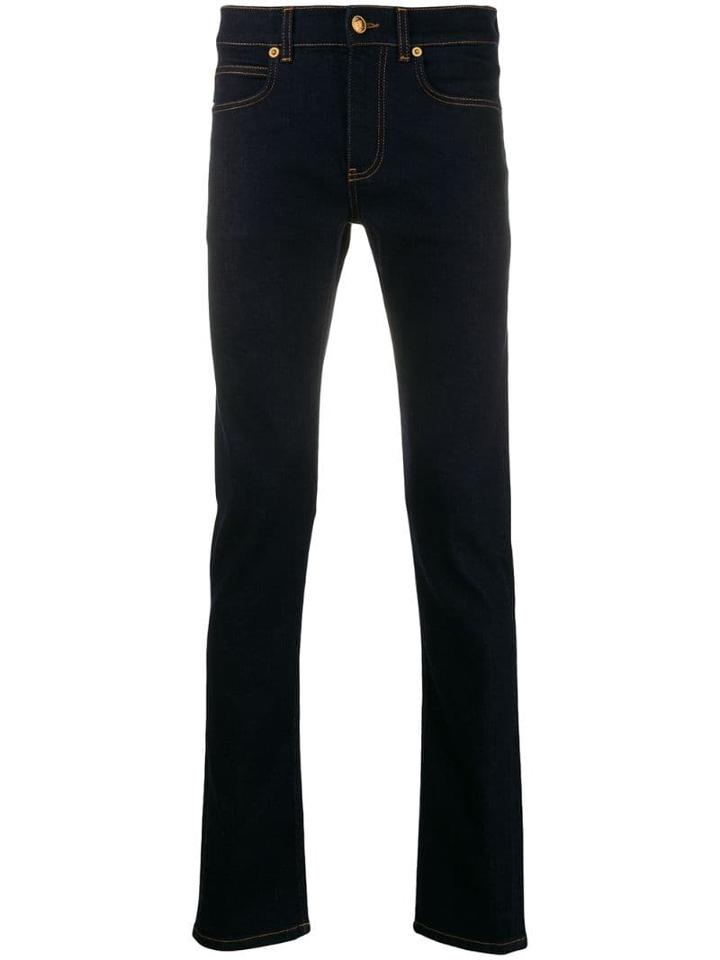 Versace Slim Fit Jeans With Patches - Blue