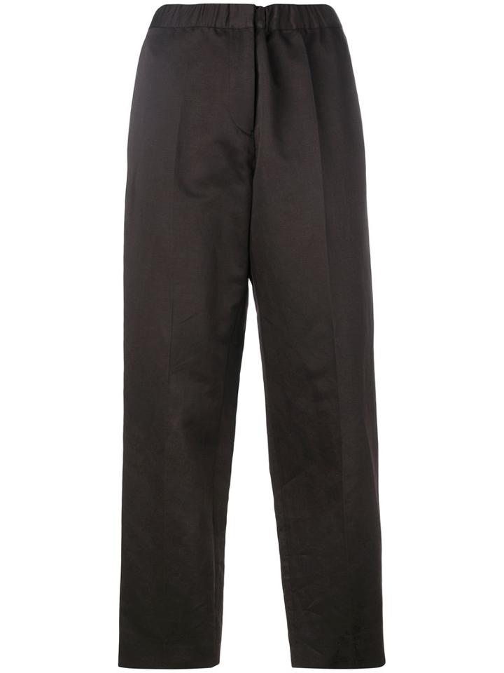 Jil Sander - Straight Cropped Trousers - Women - Cotton/linen/flax/spandex/elastane/cupro - 40, Brown, Cotton/linen/flax/spandex/elastane/cupro