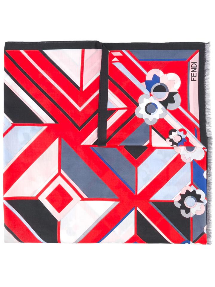 Fendi Printed Scarf, Women's, Silk/cotton