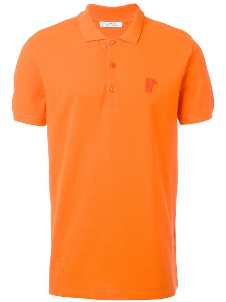 Versace Collection Classic Polo Shirt, Men's, Size: Xs, Yellow/orange, Cotton