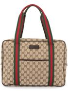 Gucci Vintage Shelly Line Gg Pattern Hand Bag - Brown