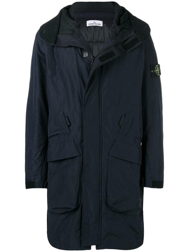 Stone Island Oversized Parka Coat - Blue