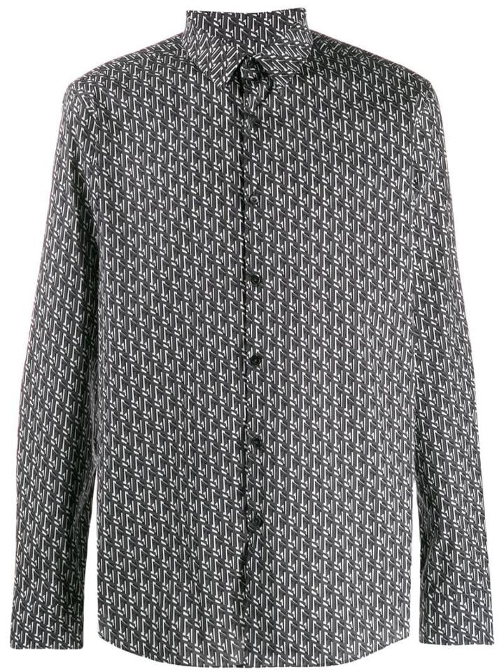 Fendi Geometric Ff Logo Print Shirt - Black