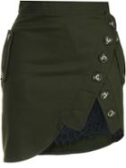 Self-portrait Utility Mini Skirt, Women's, Size: 6, Green, Spandex/elastane/cotton