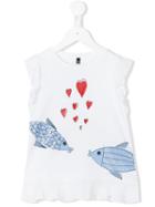 Armani Junior - Fish Print Top - Kids - Cotton/spandex/elastane - 8 Yrs, White