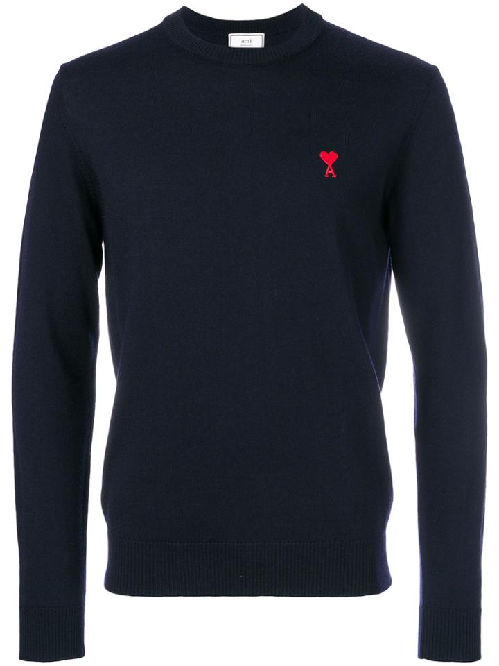 Ami Alexandre Mattiussi Crewneck Ami De Coeur Sweater - Blue