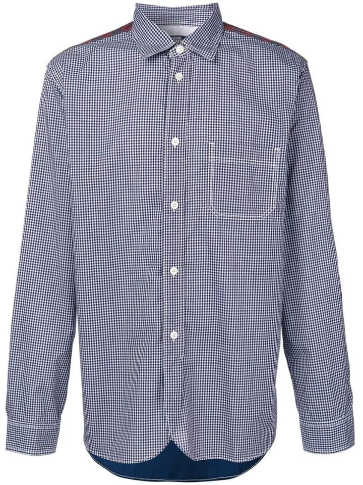 Junya Watanabe Man Check Print Contrasting Back Shirt - Blue