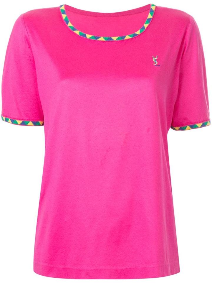 Yves Saint Laurent Pre-owned Logo Embroidered T-shirt - Pink