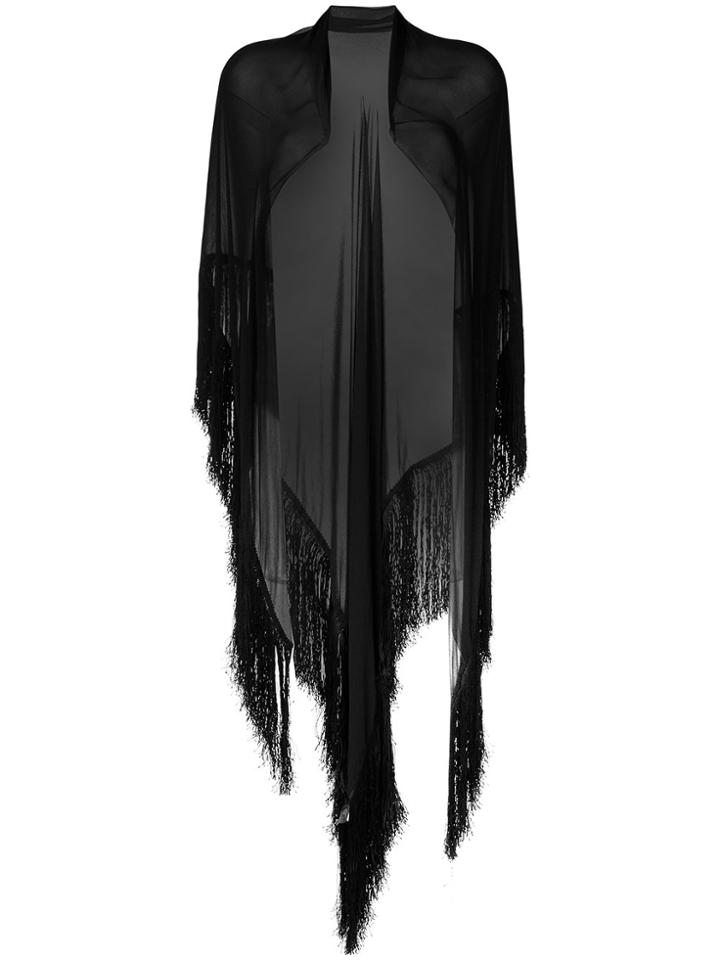 Alberta Ferretti Fringed Scarf - Black
