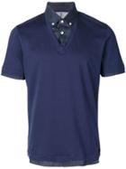 Brunello Cucinelli Contrasting Denim Polo Shirt - Blue