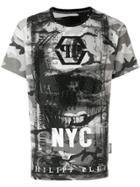 Philipp Plein Camo Skull T-shirt - Grey
