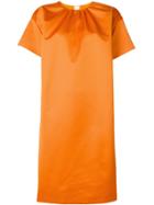 Rochas Pleated Neck Shift Dress - Yellow & Orange