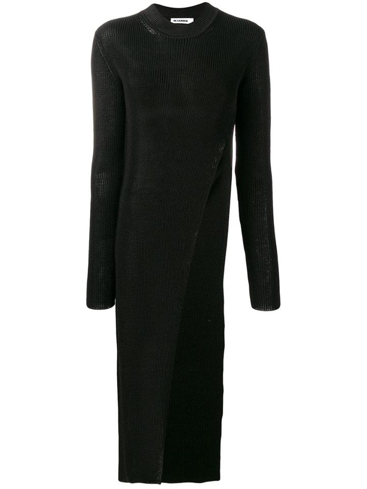 Jil Sander Long Side Slit Sweater - Black