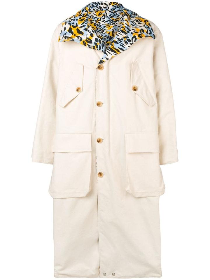 Marni Leopard Print Raincoat - White