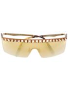 Philipp Plein Visor-style Studded Sunglasses - Gold