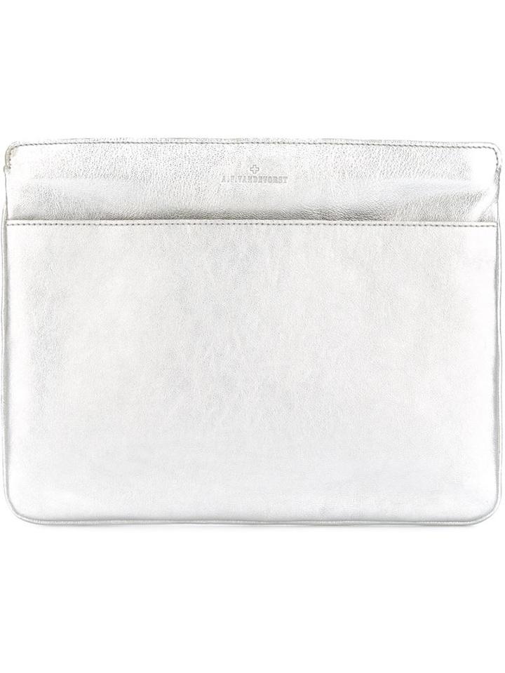 A.f.vandevorst '161a1401' Clutch, Adult Unisex, Grey, Calf Leather