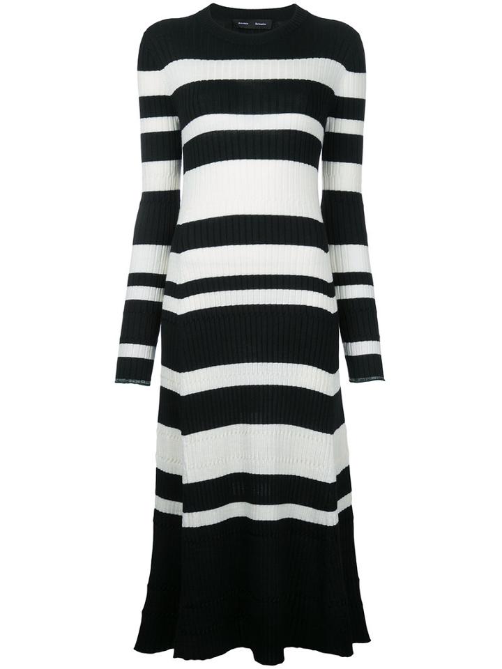 Proenza Schouler - Ribbed Stripe Midi Dress - Women - Silk/viscose/cashmere/wool - L, Black, Silk/viscose/cashmere/wool