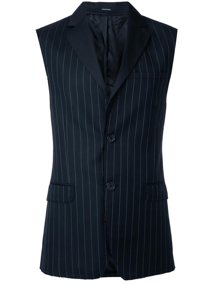 Alexander Mcqueen - Pinstripe Waistcoat - Men - Viscose/wool - 48, Black, Viscose/wool