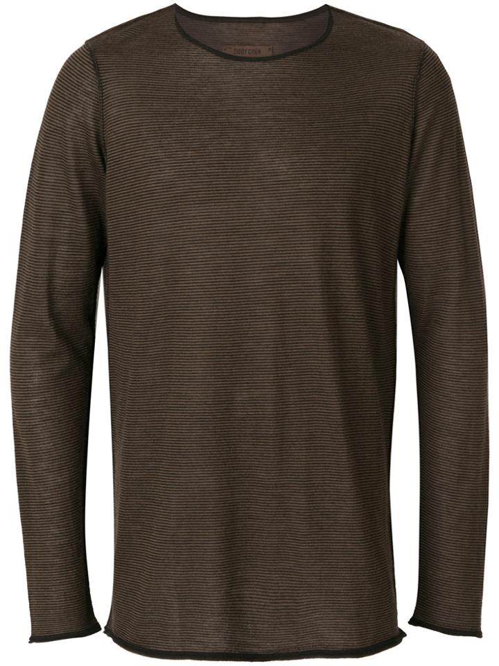Ziggy Chen Striped Sweatshirt - Brown