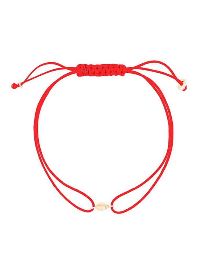 Natasha Collis Handmade 18kt Yellow Gold Nugget Friendship Bracelet, Women's, Red