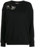 Twin-set Beaded Shoulder Detail Sweatshirt - Black