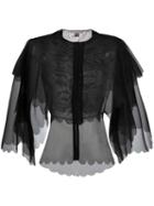Antonio Berardi Sheer Layered Blouse, Women's, Size: 40, Black, Silk