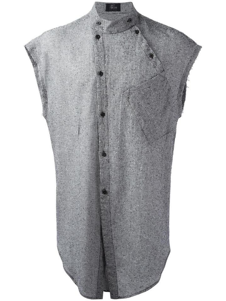 Lost & Found Ria Dunn Dislocated Fastening Sleeveless Shirt, Men's, Size: Medium, Black, Silk/cotton