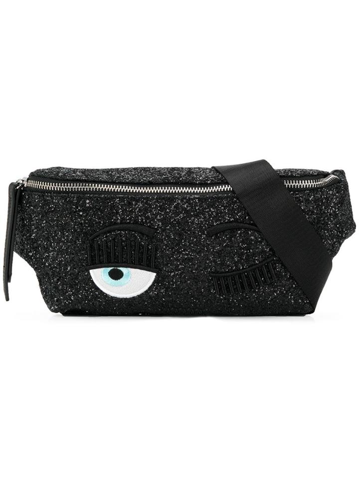 Chiara Ferragni Flirting Glitter Belt Bag - Black