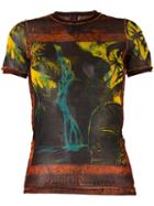 Jean Paul Gaultier Vintage Waterfall Print Sheer T-shirt, Women's, Size: Small, Black