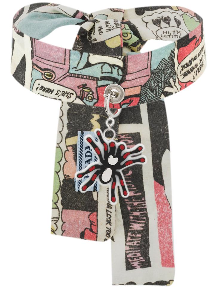 Prada Spider Embellished Printed Necklace - Multicolour