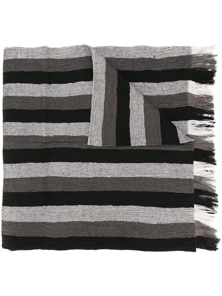 Issey Miyake Men Striped Scarf - Black