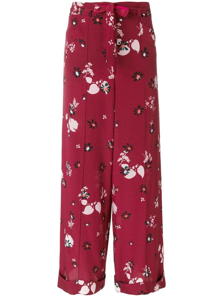 Valentino Floral Print Palazzo Pants - Pink