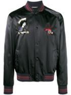 Valentino - Embroidered Bomber Jacket - Men - Cotton/polyamide/polyester/viscose - 48, Blue, Cotton/polyamide/polyester/viscose
