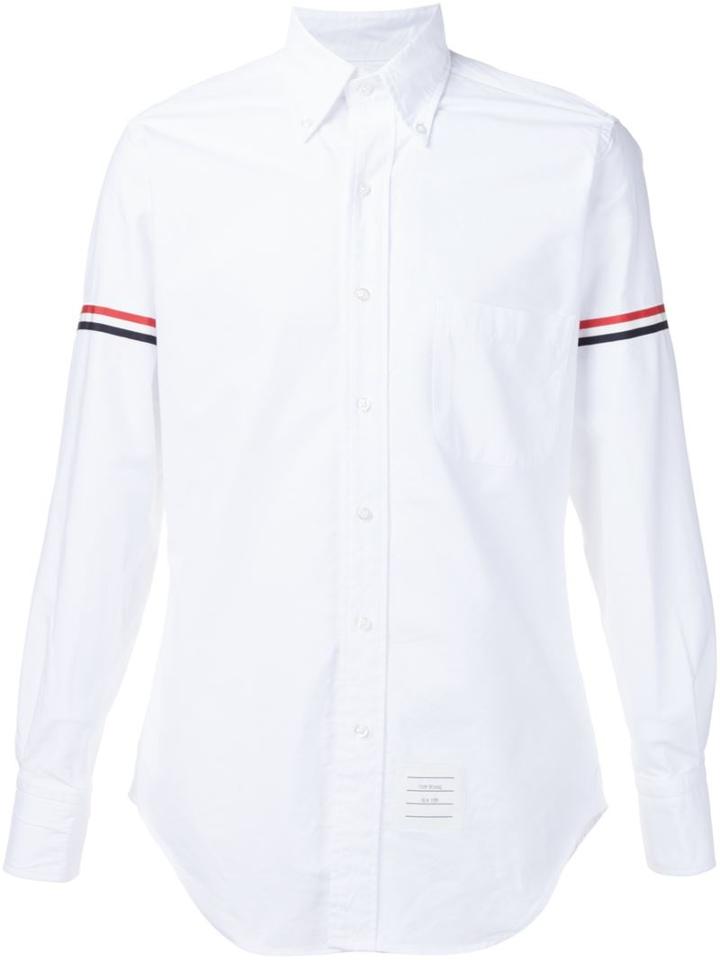 Thom Browne Striped Sleeve Shirt, Men's, Size: 4, White, Cotton
