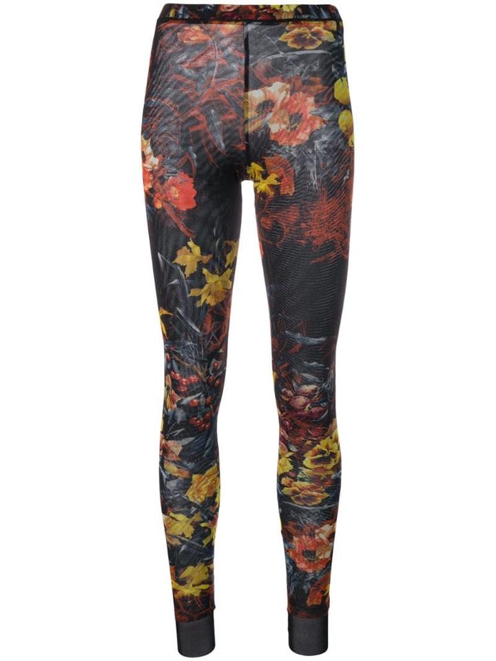 Jean Paul Gaultier Pre-owned Floral Print Leggings - Black
