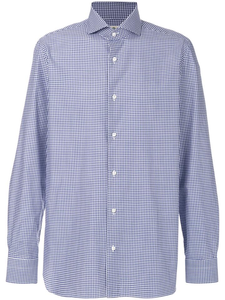 Borrelli Checked Long Sleeved Shirt - Blue