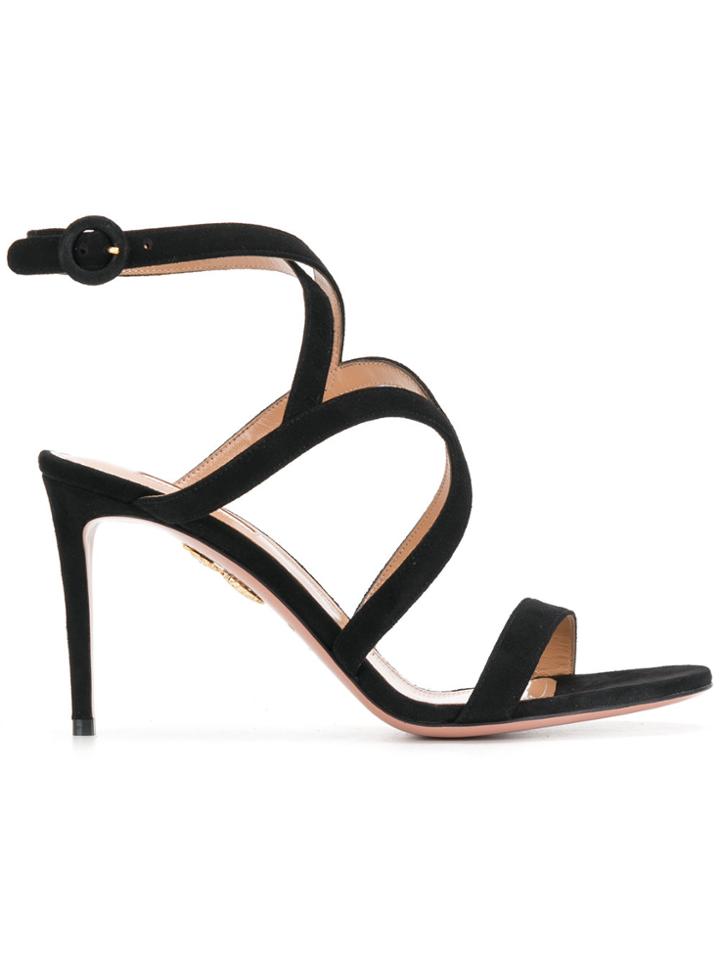 Aquazzura Aquazzura - Woman - Suede 85mm Hill Sandal - Black