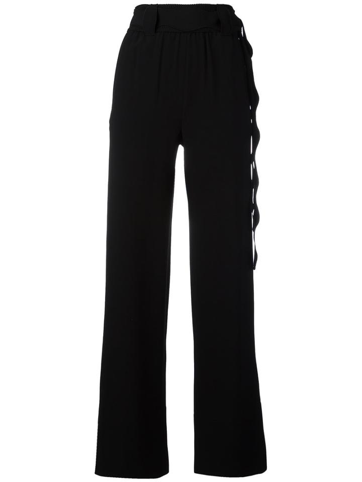 Veronique Leroy - Scallop Belted Trousers - Women - Silk/acetate - 36, Black, Silk/acetate