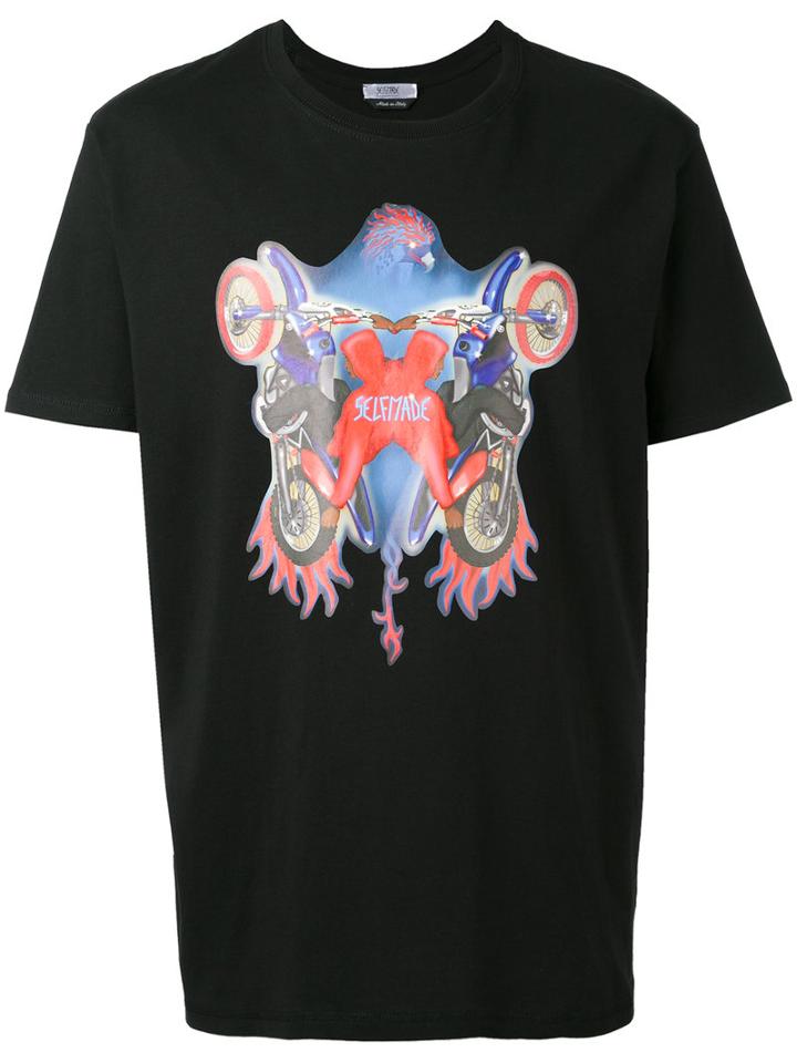 Selfmade By Gianfranco Villegas - Motor Bike Logo T-shirt - Men - Cotton - 50, Black, Cotton