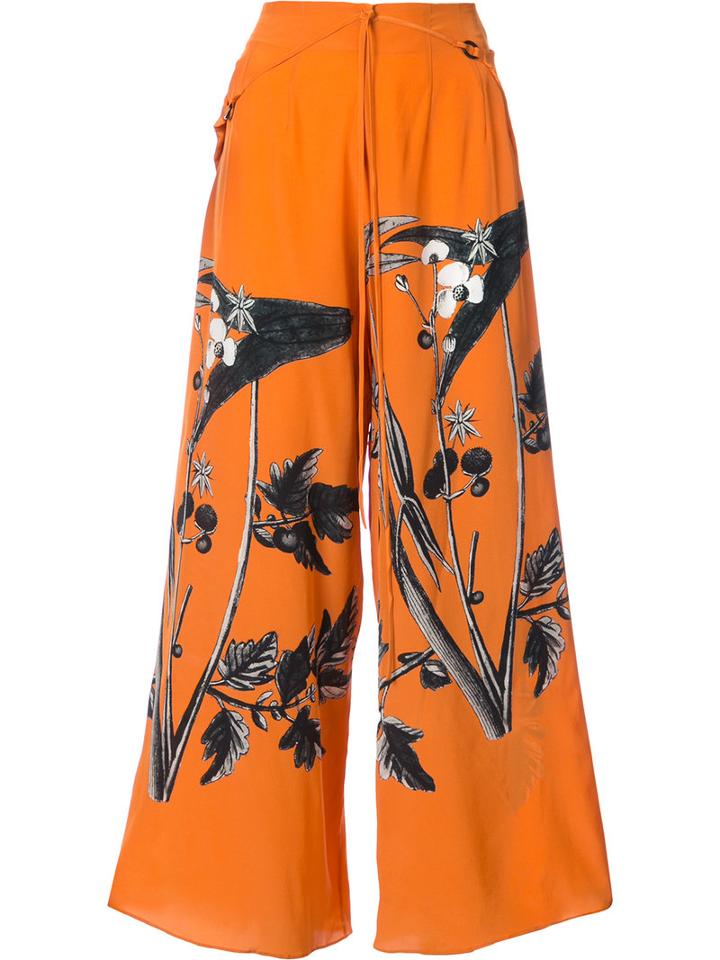 Osklen - Printed Palazzo Pants - Women - Silk - 36, Yellow/orange, Silk