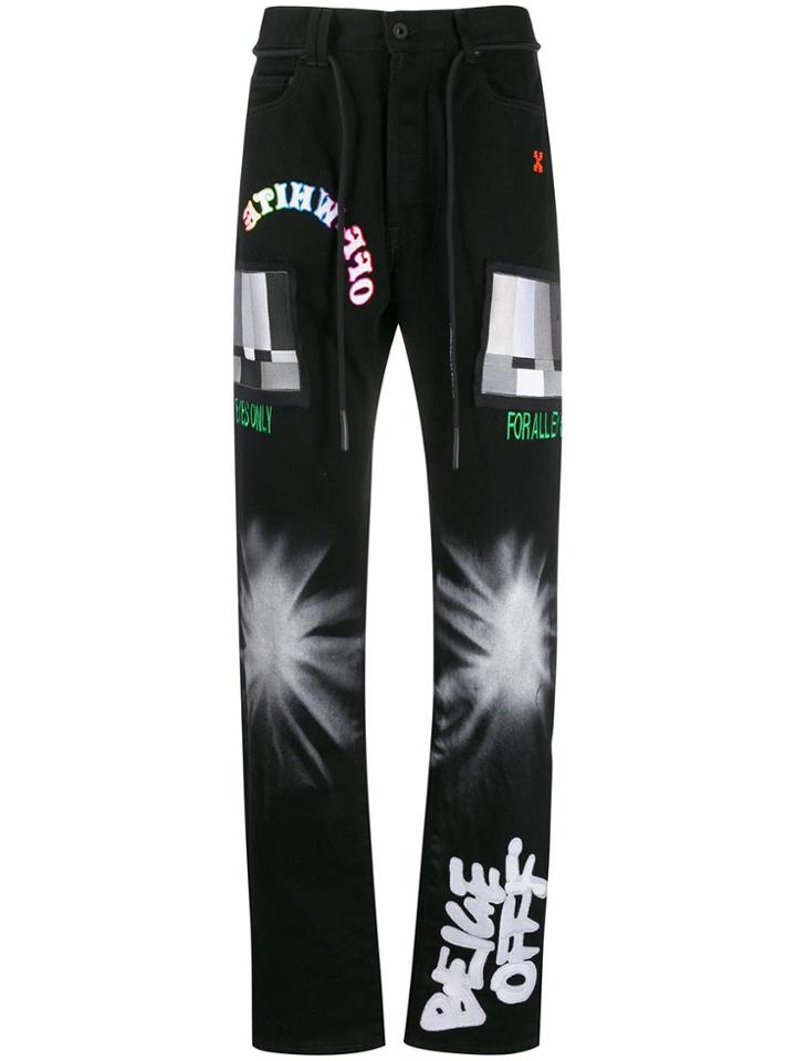 Off-white Relaxed Fit Patch Jeans - Black
