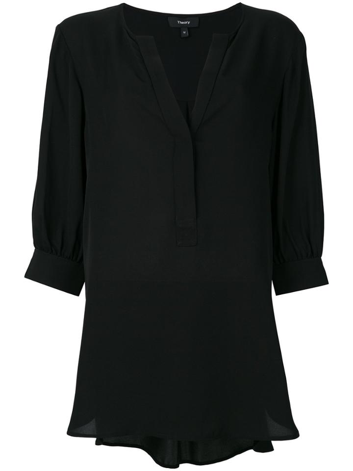 Theory Open Neck Blouse - Black